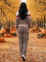 Compleu Tricotat cu Pantalon Daria Animal Print - imagine 2