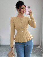 Pulover Tricotat Electra Bej