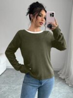 Bluza Dama Corina Kaki cu Funde Albe - imagine 3