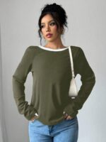 Bluza Dama Corina Kaki cu Funde Albe - imagine 2