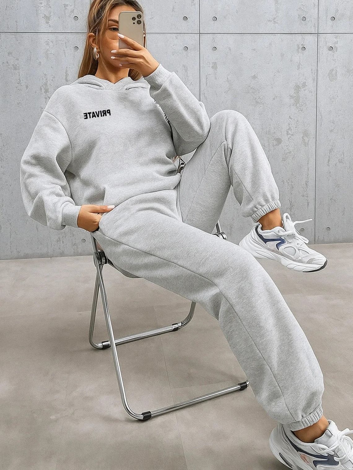 108 Trening Dama Sedine Gri cu Gluga - imagine 1