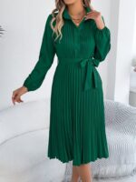 Rochie Midi Florina Verde Plisata