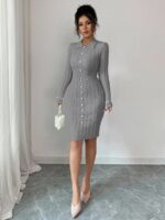 Rochie Scurta Tricotata Petra Gri - imagine 4