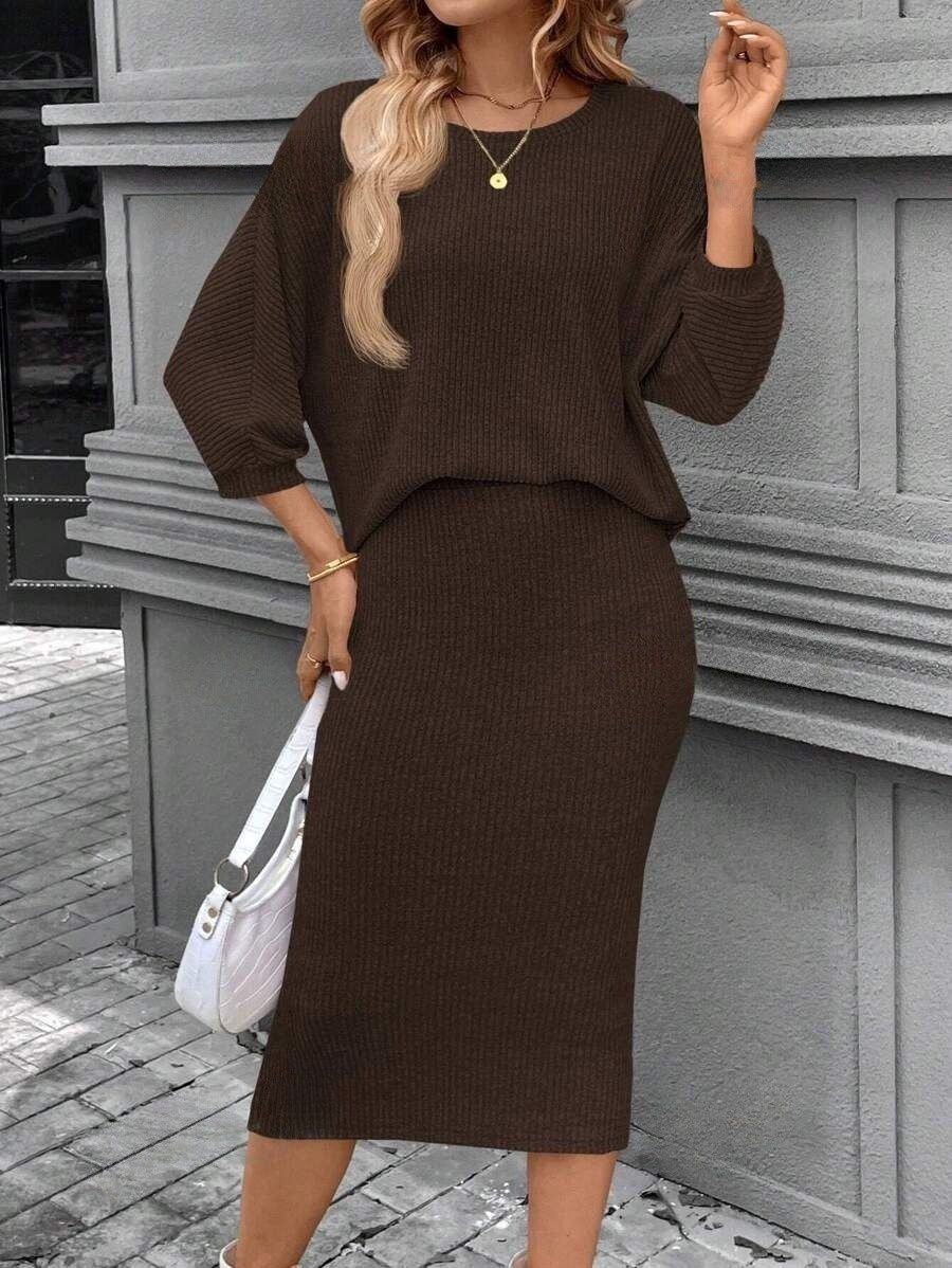 110 Compleu cu Fusta Midi Alina Maro - imagine 1