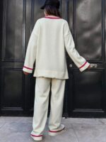 Compleu Tricotat cu Pantalon Estrella Alb - imagine 2