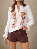Camasa Dama Inna Alba cu Broderie