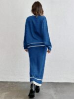 Compleu Tricotat cu Fusta Lunga Nieve Albastru - imagine 2