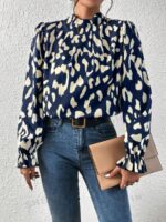 Bluza Dama Demetra Bleumarin cu Animal Print - imagine 3