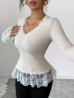 Pulover Tricotat Sandra Bej - imagine 4