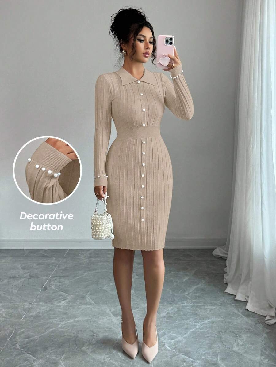 16 Rochie Scurta Tricotata Petra Bej - imagine 1