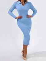 Rochie Midi Tricotata Ferne Bleu