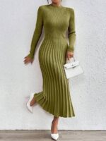 Rochie Midi Tricotata Jesica Verde Măslin - imagine 4