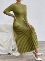 Rochie Midi Tricotata Jesica Verde Măslin - imagine 5