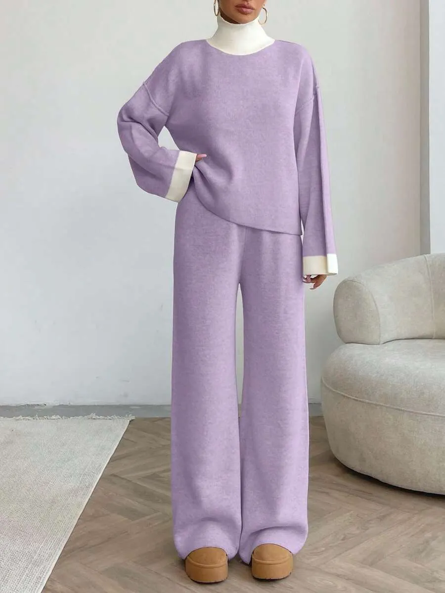 2 Compleu Tricotat cu Pantalon Ronna Lila - imagine 1