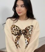 Bluza Dama Lorette Crem cu Imprimeu cu Funda - imagine 2