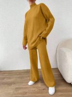 Compleu Tricotat cu Pantalon Irina Galben Mustar