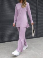 Compleu cu Pantalon Tonia Lila din Bumbac - imagine 3