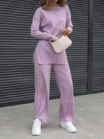 Compleu cu Pantalon Tonia Lila din Bumbac