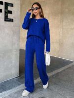 Compleu Tricotat cu Pantalon Taisa Albastru - imagine 3