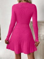 Rochie Scurta Tricotata Berry Roz - imagine 2