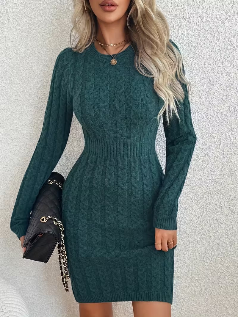 25 Rochie Scurta Tricotata Atena Turcoaz - imagine 1