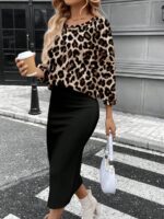 Compleu cu Fusta Midi Folmar cu Bluza Animal Print