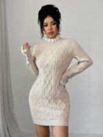 Rochie Scurta Tricotata Marika Bej - imagine 4