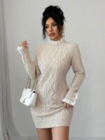 Rochie Scurta Tricotata Marika Bej