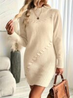 Rochie Scurta Tricotata Edith Crem - imagine 4