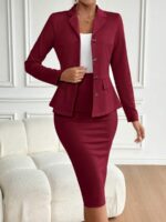 Compleu cu Fusta Midi Sophi Grena