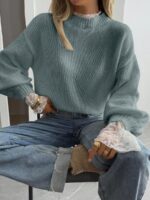 Pulover Tricotat Karely Turcoaz - imagine 3