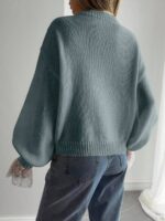Pulover Tricotat Karely Turcoaz - imagine 2