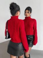 Pulover Tricotat Ankita Rosu - imagine 2