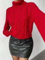 Pulover Tricotat Ankita Rosu - imagine 5