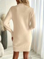 Rochie Scurta Tricotata Edith Crem - imagine 2