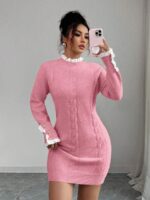 Rochie Scurta Tricotata Vivianna Roz - imagine 5