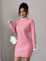 Rochie Scurta Tricotata Vivianna Roz