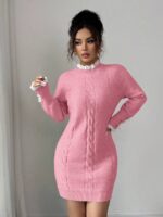 Rochie Scurta Tricotata Vivianna Roz - imagine 4