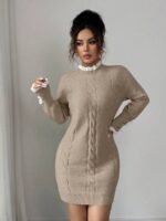 Rochie Scurta Tricotata Viviann Maro Deschis - imagine 3