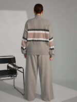 Compleu Tricotat cu Pantalon Renee Bej - Marimi Mari - imagine 2