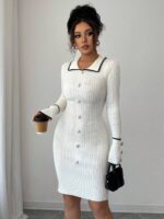 Rochie Scurta Tricotata Patricia Alba