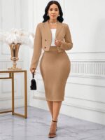 Compleu cu Fusta Midi Kora Bej - imagine 3