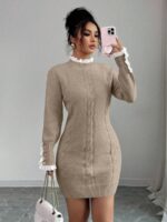 Rochie Scurta Tricotata Viviann Maro Deschis - imagine 5