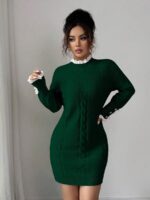 Rochie Scurta Tricotata Viviann Verde - imagine 3
