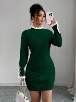 Rochie Scurta Tricotata Viviann Verde - imagine 4