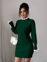 Rochie Scurta Tricotata Viviann Verde - imagine 5