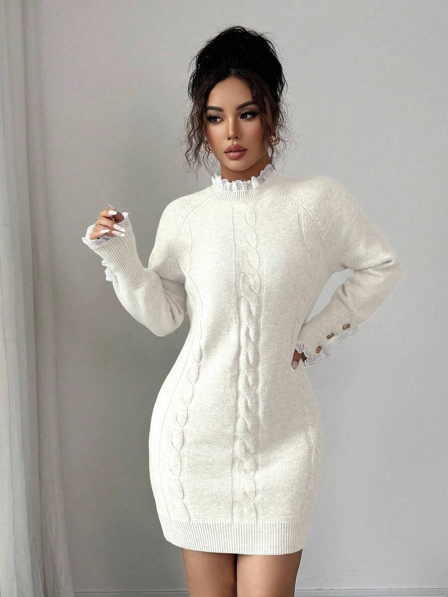 298 Rochie Scurta Tricotata Viviann Alba - imagine 1