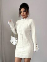 Rochie Scurta Tricotata Viviann Alba - imagine 2