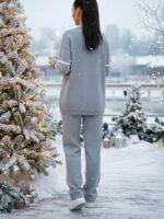 Compleu Tricotat cu Pantalon Sarah Gri - imagine 2