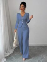 Compleu cu Pantalon Cristina Bleu